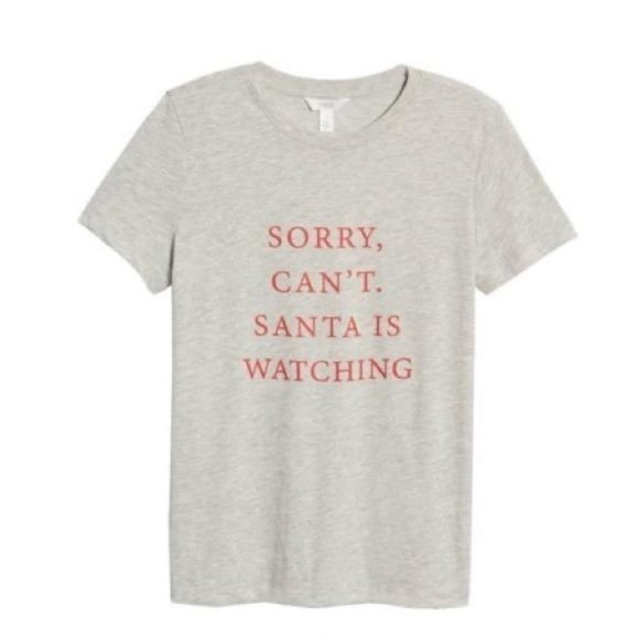 1901 ‘Sorry, Can't. Santa Is Watching’ Crew Neck Short Sleeve Graphic T-… - Picture 5 of 11